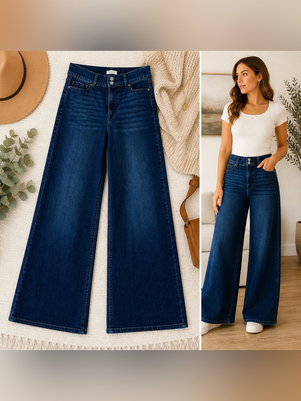 Sofia Jeans Margot Wide Leg Jeans High Rise Dark Wash 12” Rise 31.5” Inseam